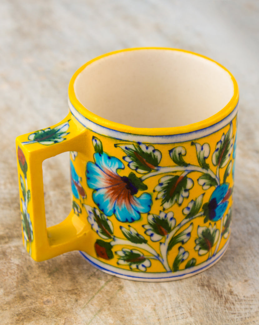 Blue Pottery- Handcrafted Coffee Mug(Yellow) — false
