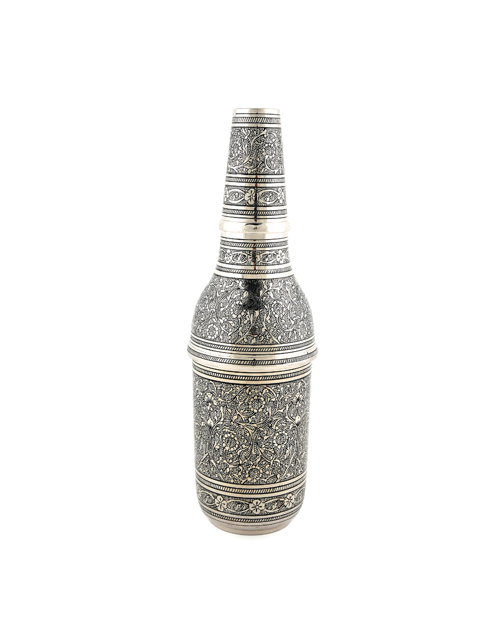 Brass Handcrafted Marori Work Champagne Bottle — 10 inch