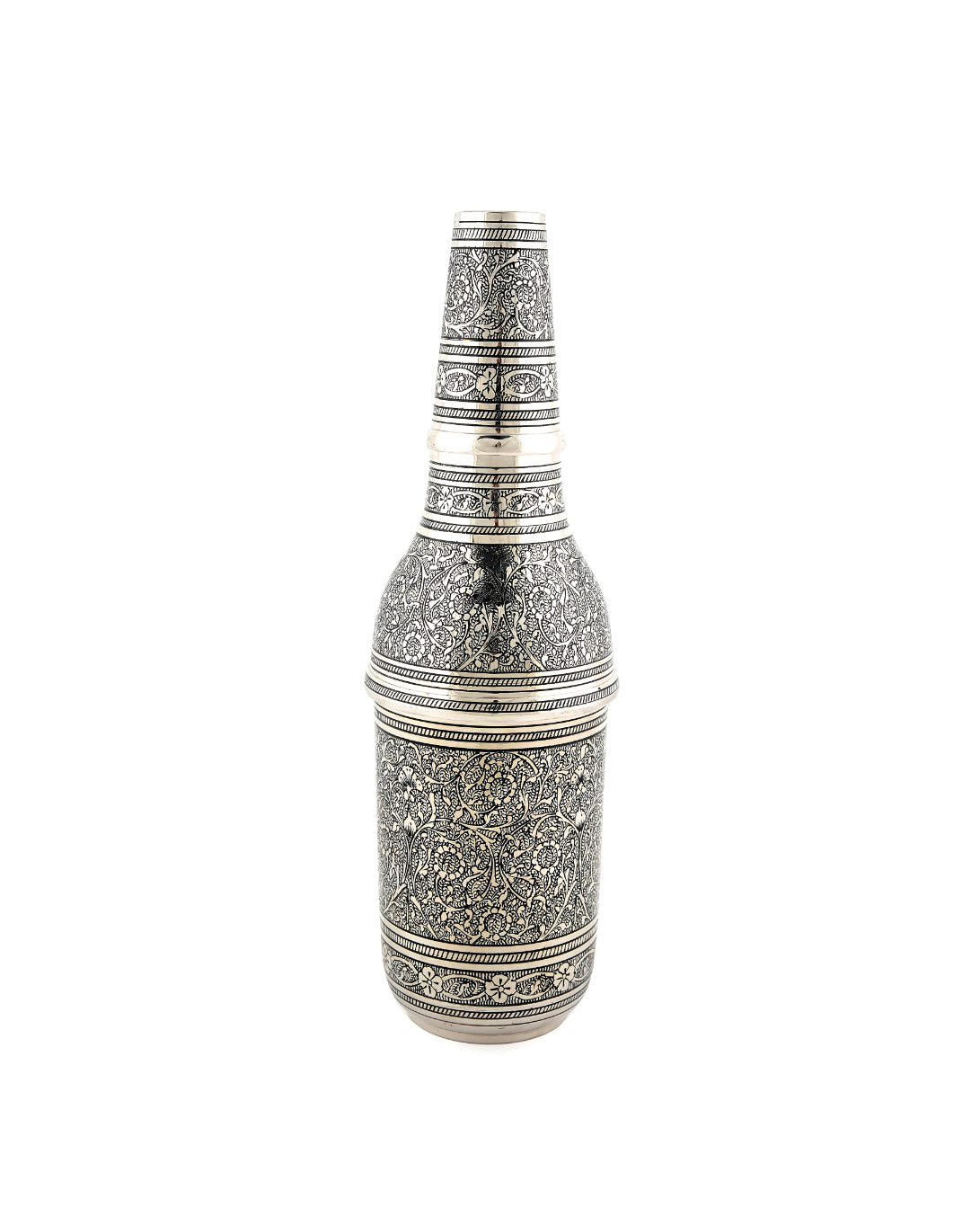 Brass Handcrafted Marori Work Champagne Bottle — 10 inch
