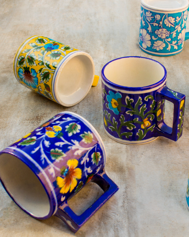 Blue Pottery- Handcrafted Coffee Mug(Sky Blue & White) — false