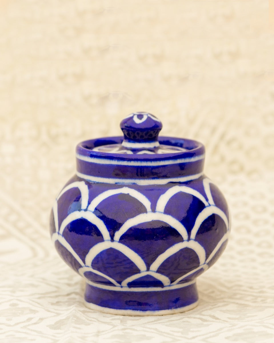 Blue Pottery- Handcrafted Condiment Jar — false