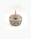Brass Handcrafted Powder Box Round — 3 inch, Red