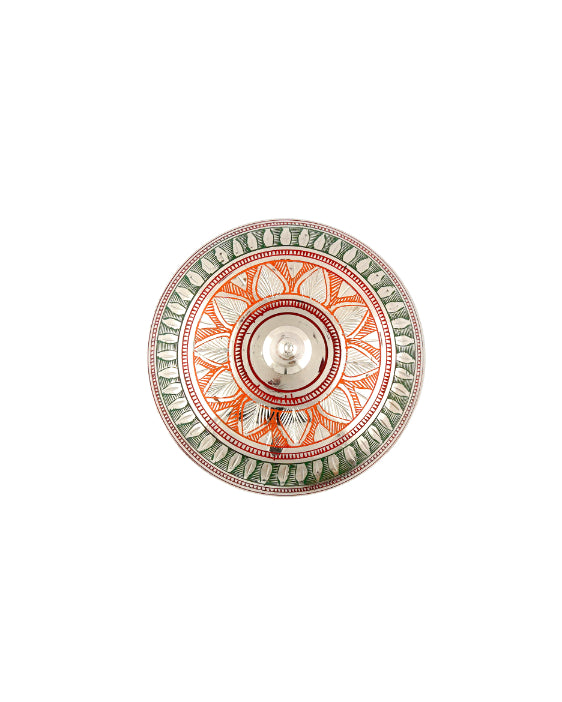 Brass Handcrafted Powder Box Round — 3 inch, Red
