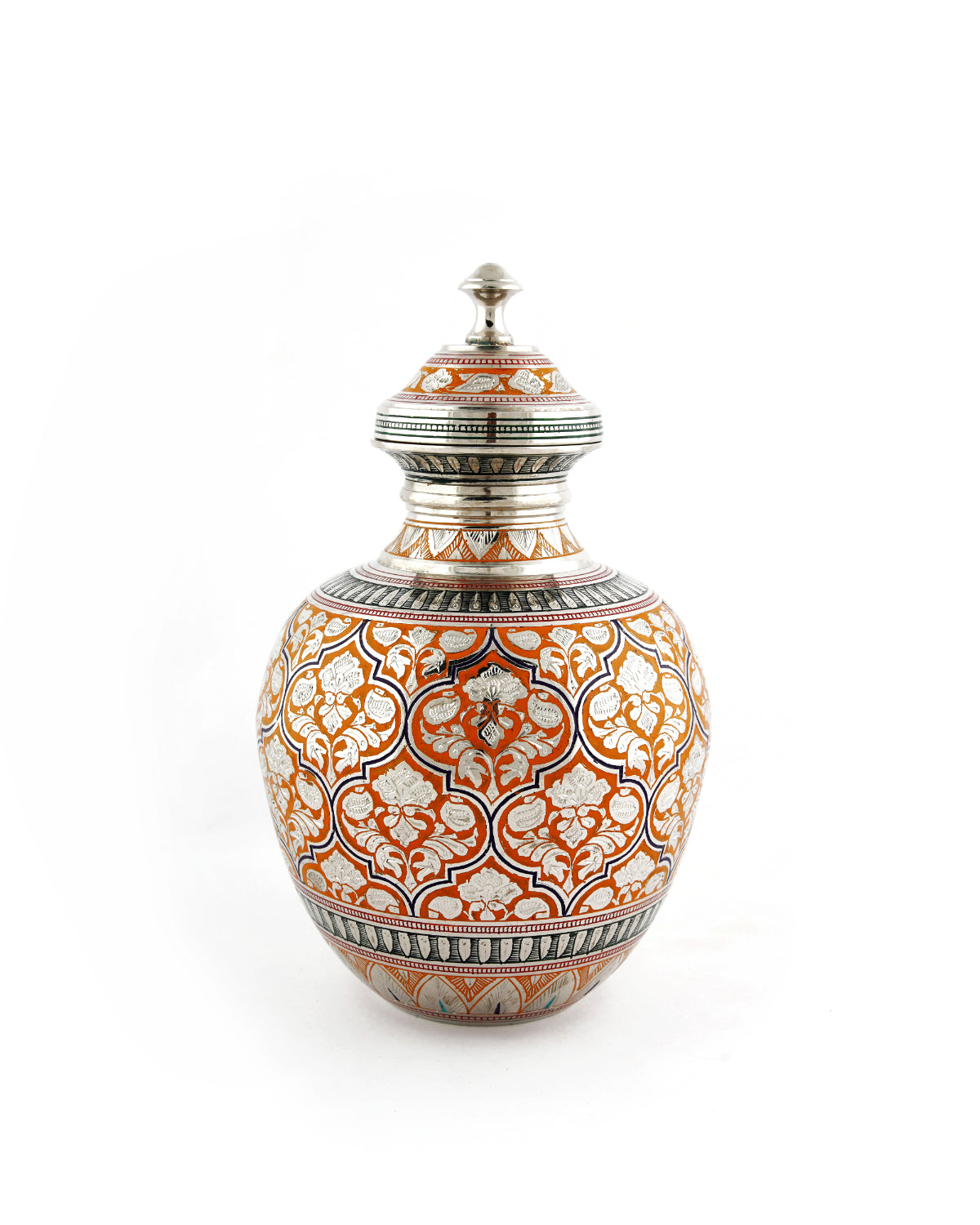 Brass Handcrafted Kalash Red — 9 inch