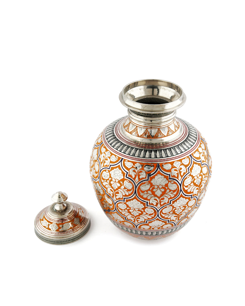 Brass Handcrafted Kalash Red — 7 inch