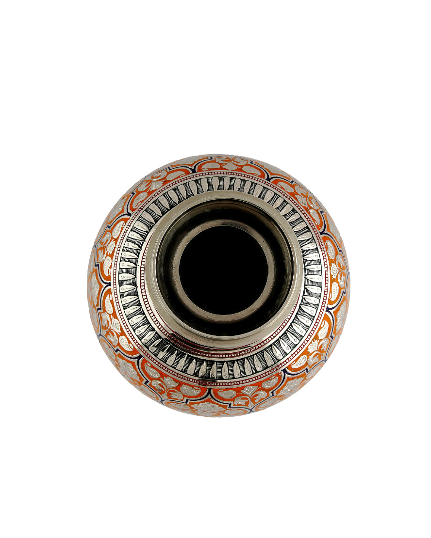 Brass Handcrafted Kalash Red — 9 inch