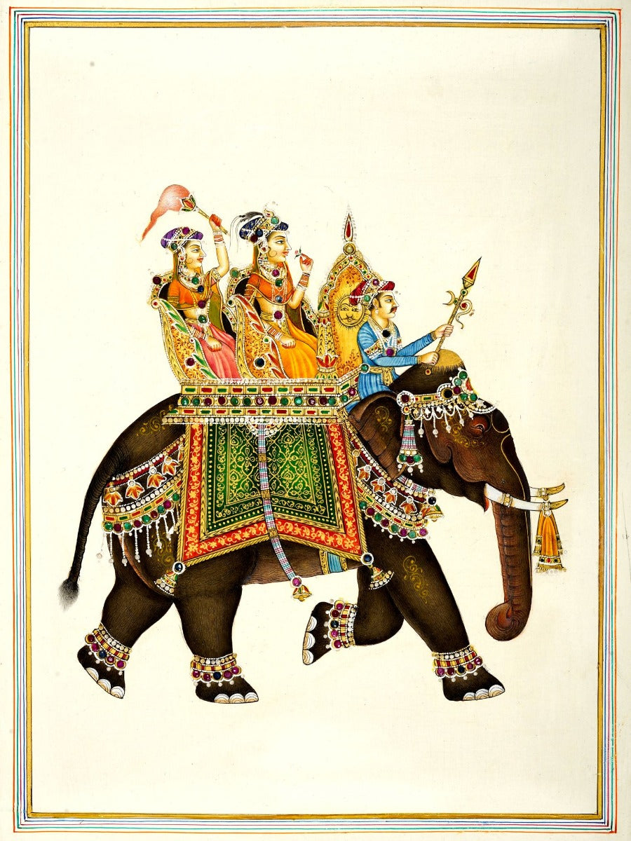 Ambabri Painting on Sun Mica with real Gem Stones (unframed) — false