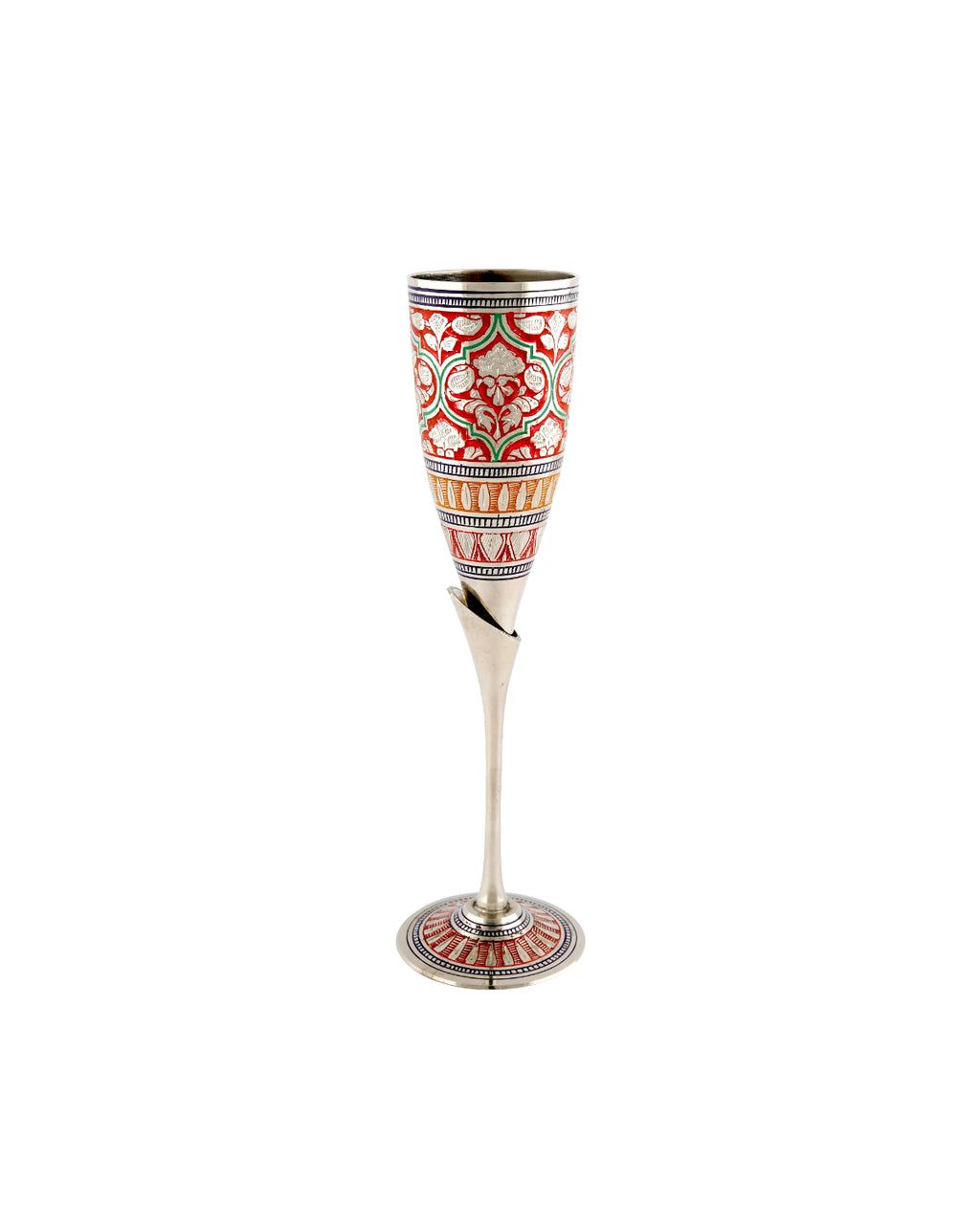 Brass Handcrafted Paimana Nepali Glass 9" — Green