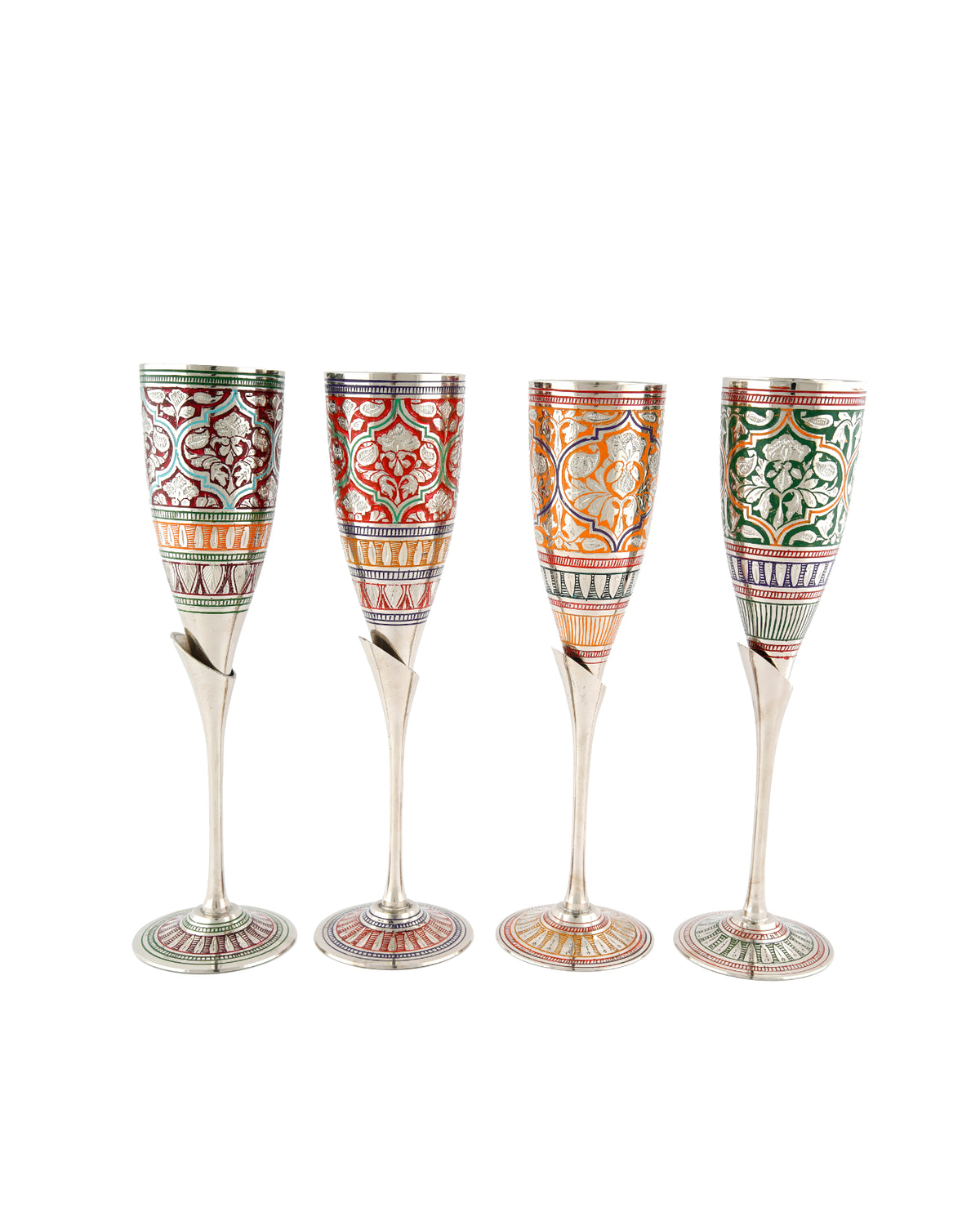 Brass Handcrafted Paimana Nepali Glass 9" — Green