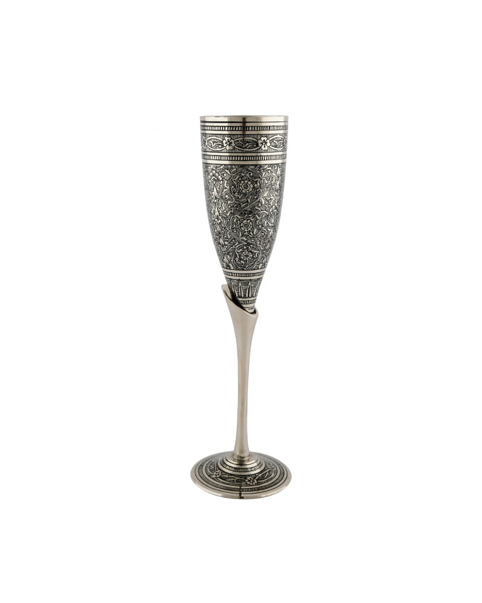 Brass Handcrafted Paimana Nepali Marori Work Glass 9" — false