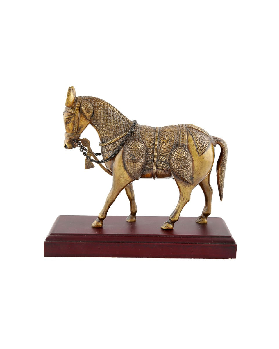 Brass Handcrafted Bridal Horse Brown Finish 6" — false