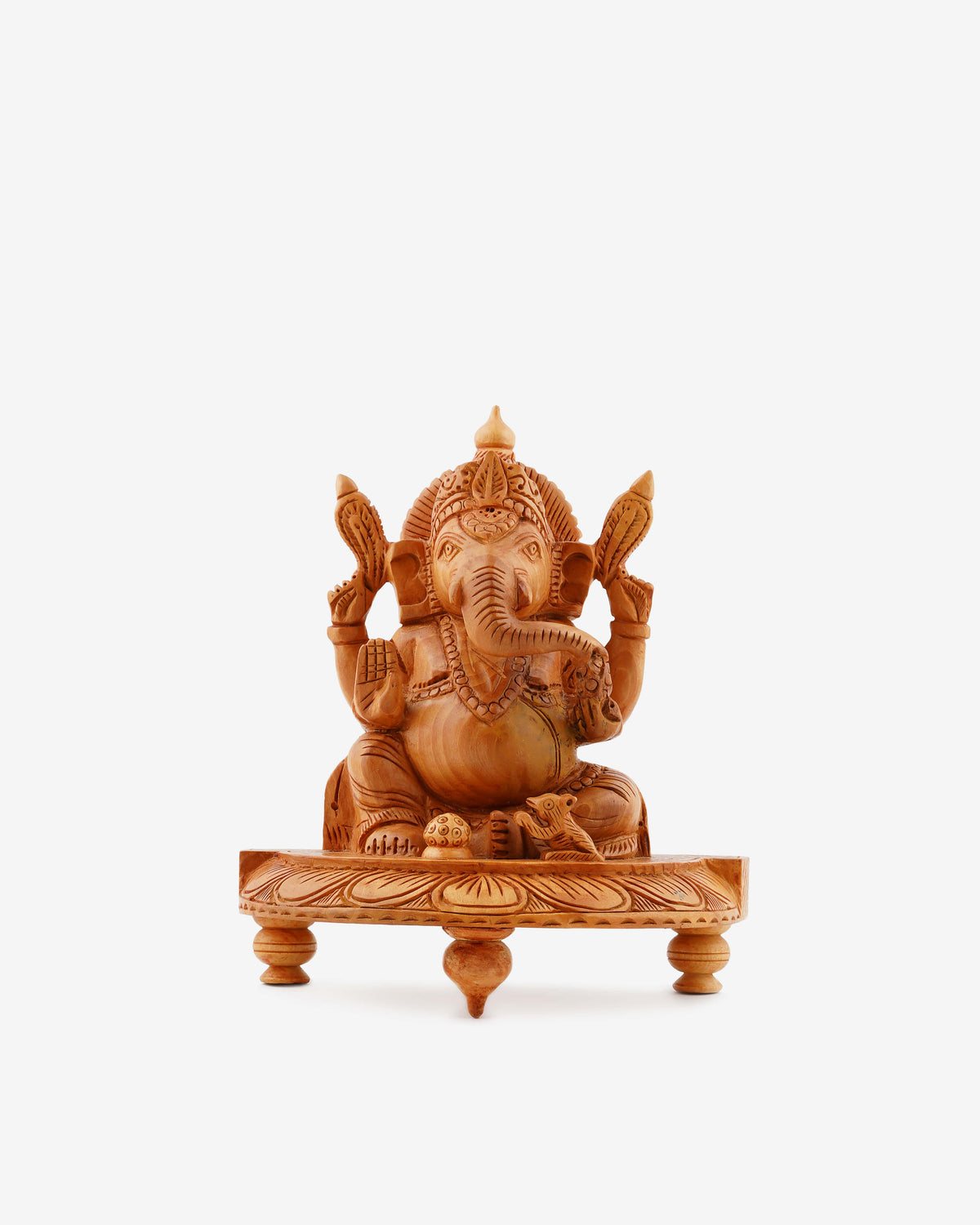 Lord Ganesh Kadam Wood Murti — 6 inch, Brown