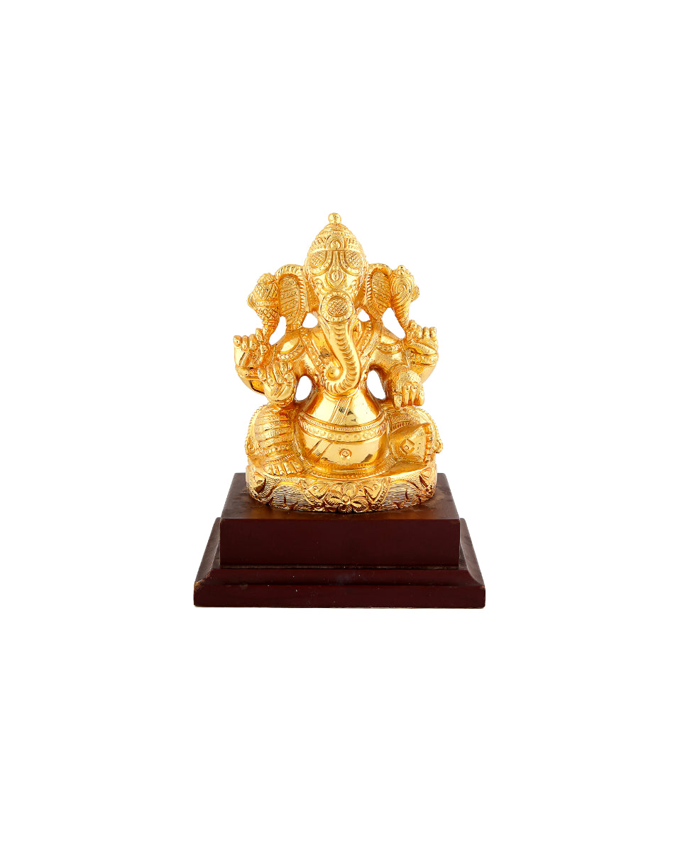 Brass Handcrafted Gold Plated Lord Ganesha 4.5" — false