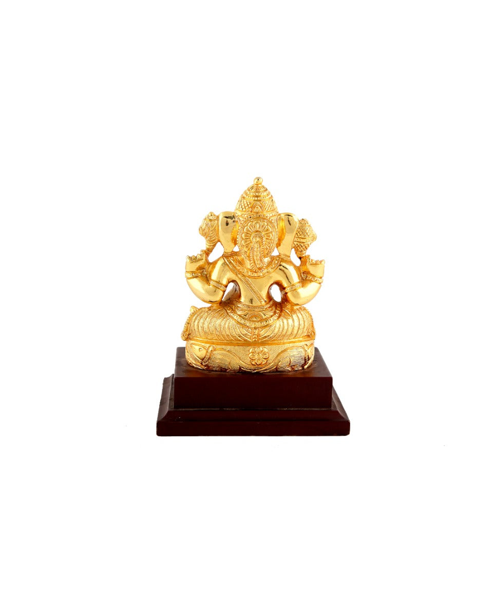 Brass Handcrafted Gold Plated Lord Ganesha 4.5" — false