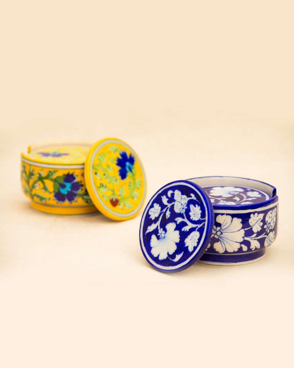 Blue Pottery Handcrafted Coasters — Blue