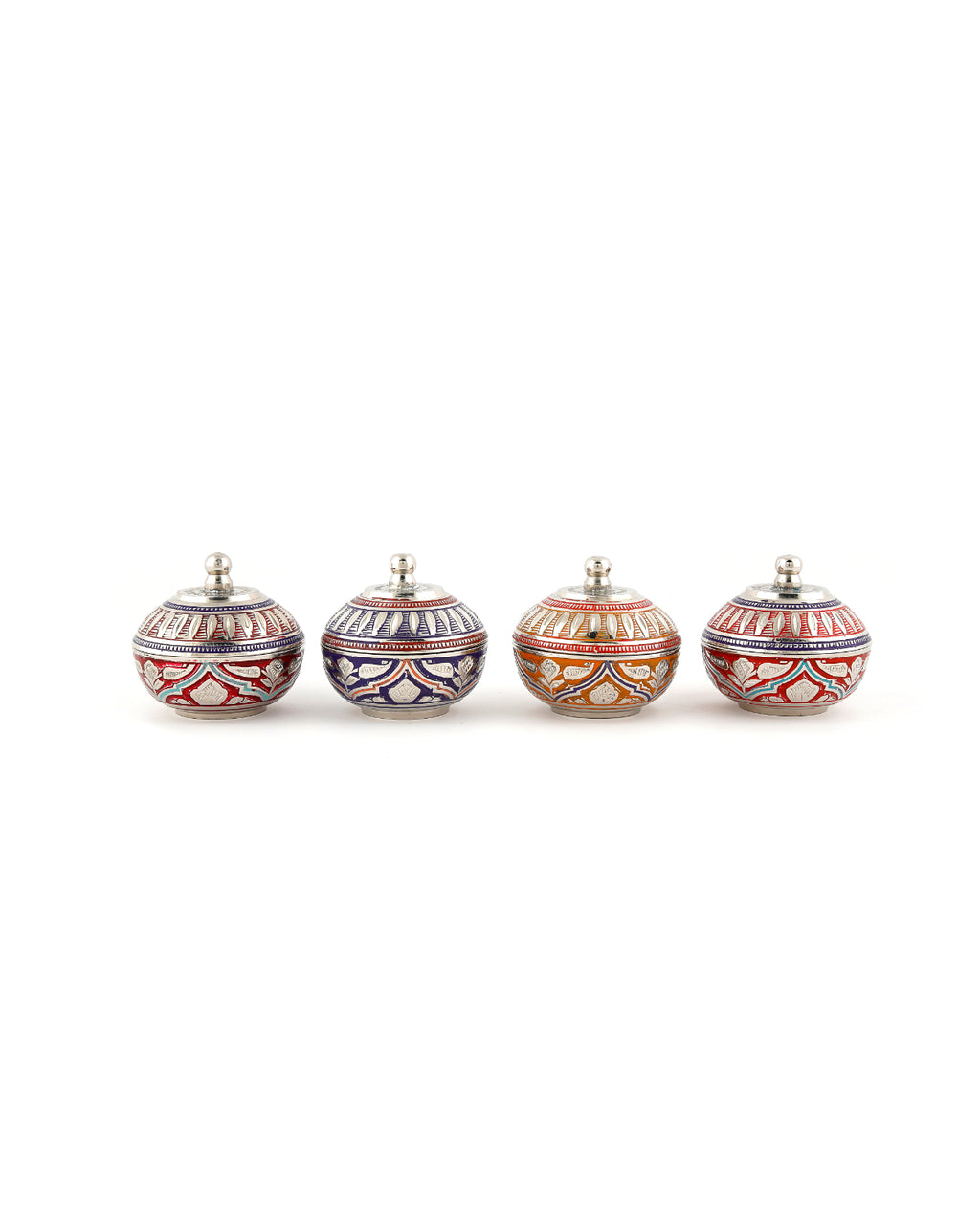 Brass Handcrafted Sindur Dibbi (Pill Box) — 2 inch, Blue