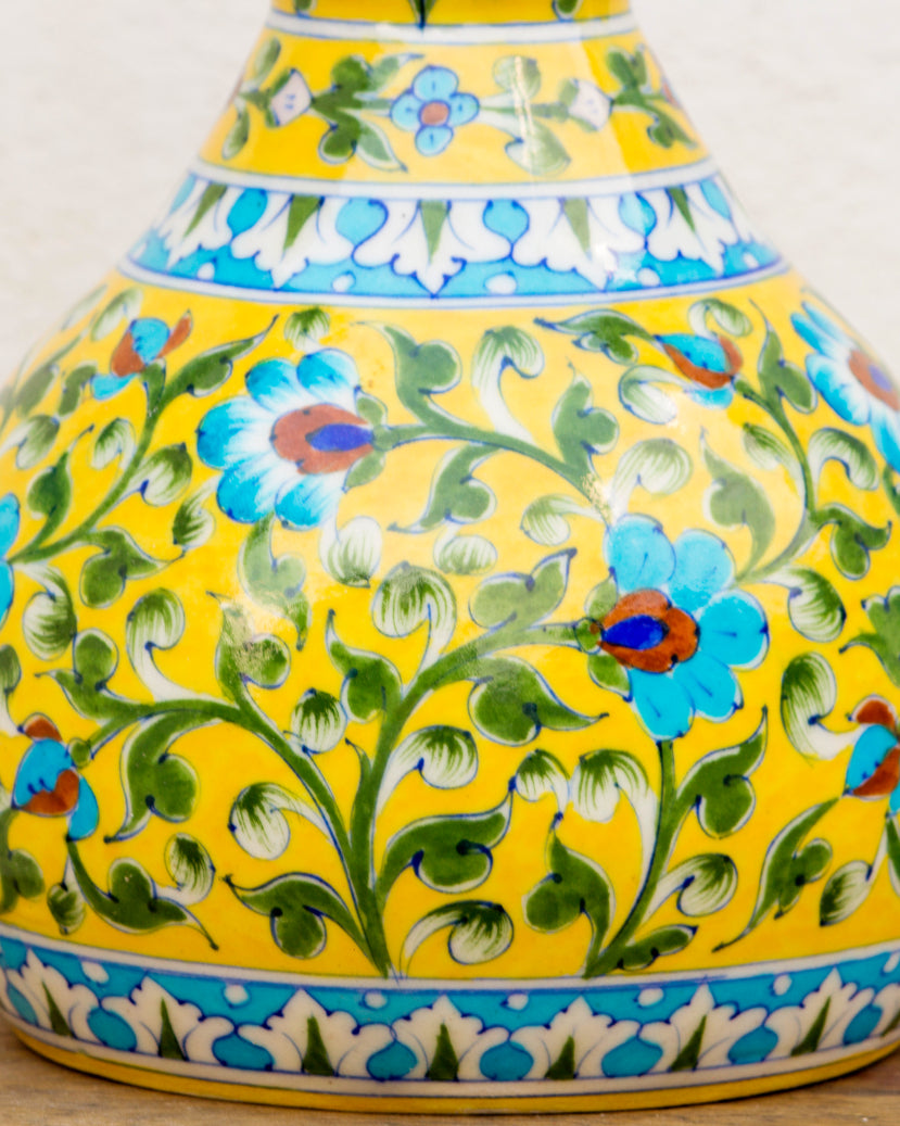 Blue Pottery- Handcrafted Decorative Vase(Yellow) — false