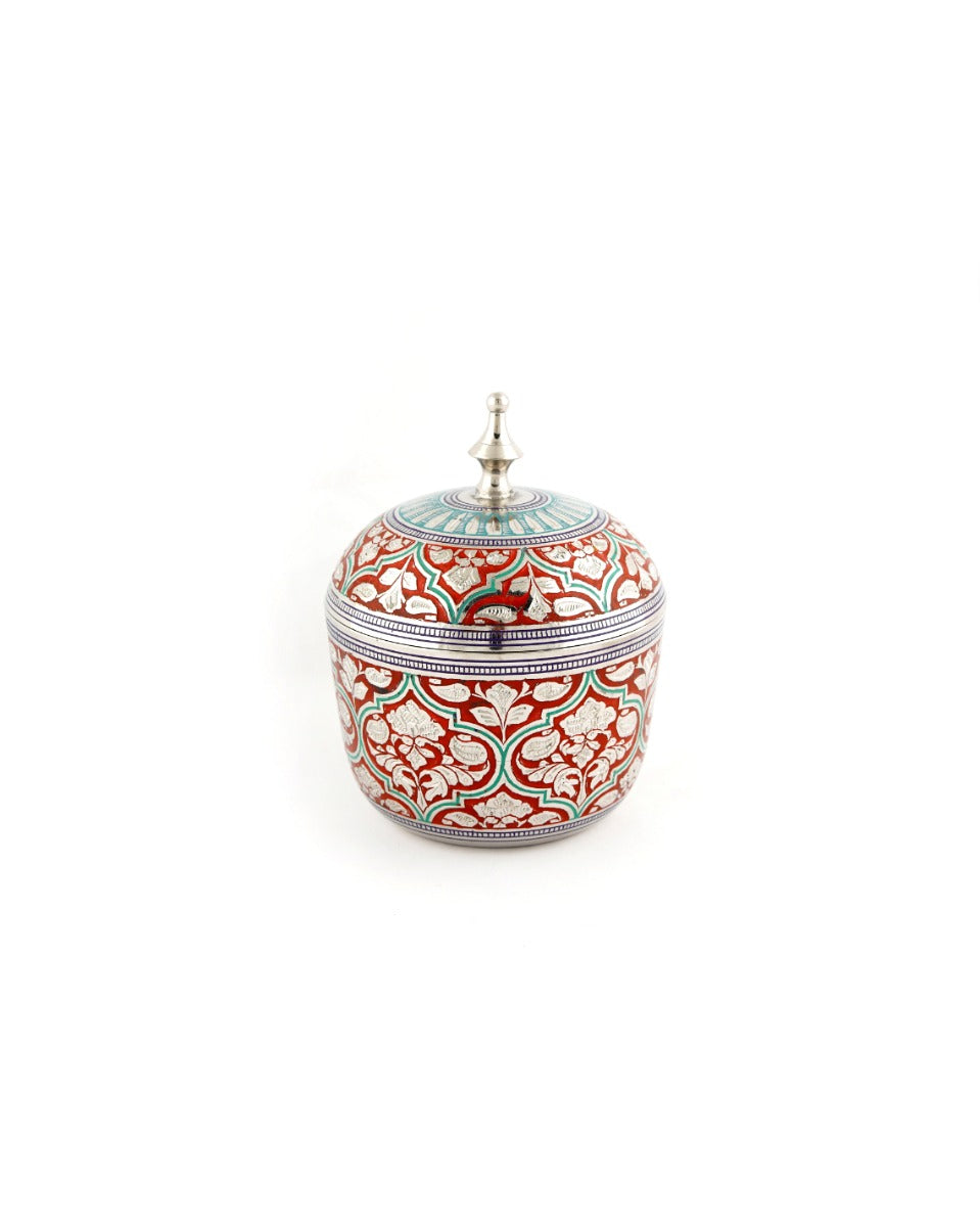Brass Handcrafted Round Storage Box 5" — false