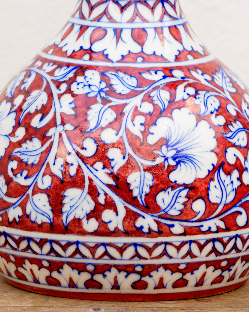 Blue Pottery- Handcrafted Decorative Vase(Red) — false
