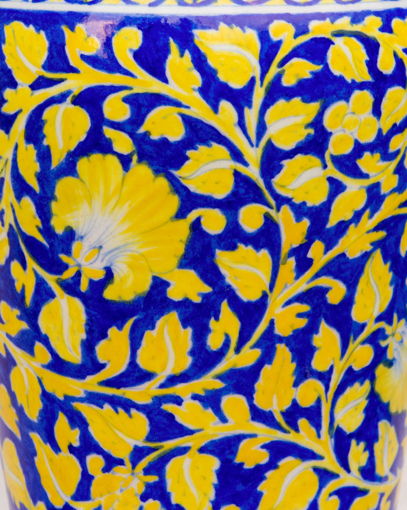 Handcrafted Blue Pottery Vase(Yellow) — false