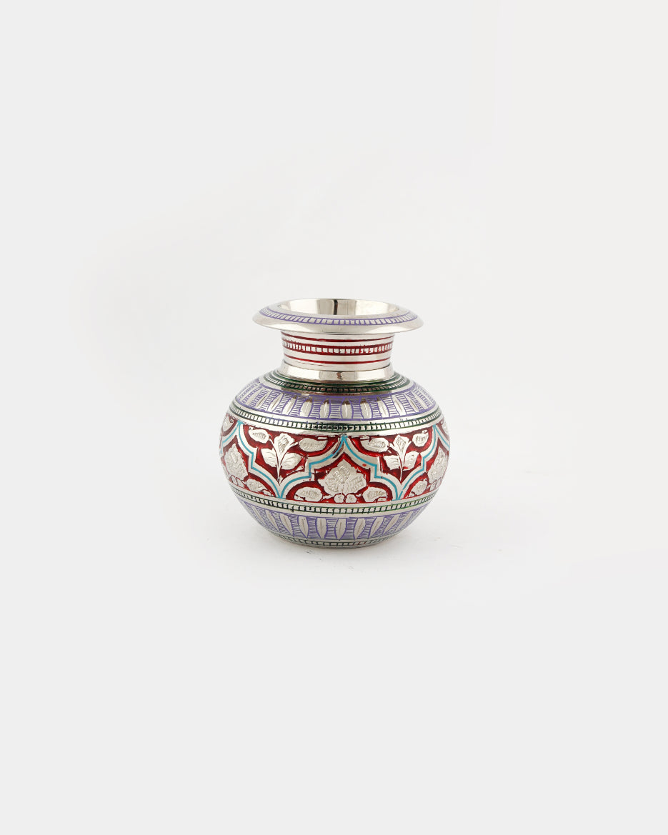 Brass Handcrafted Marori Khulai Work Pot Small — false