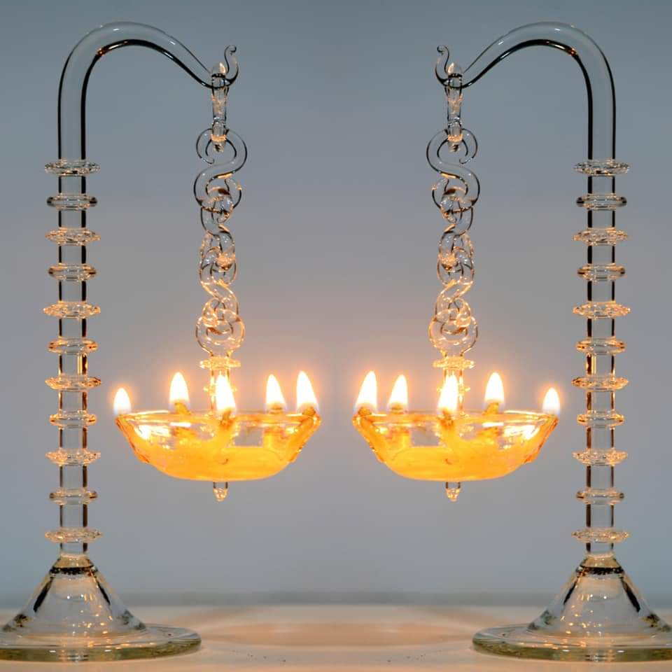 Crystal Handcrafted One Sided Swinging Lamp — false