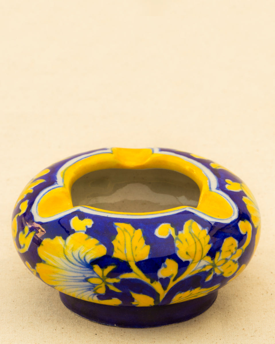 Blue Pottery Handcrafted Ash Tray (Yellow) — false