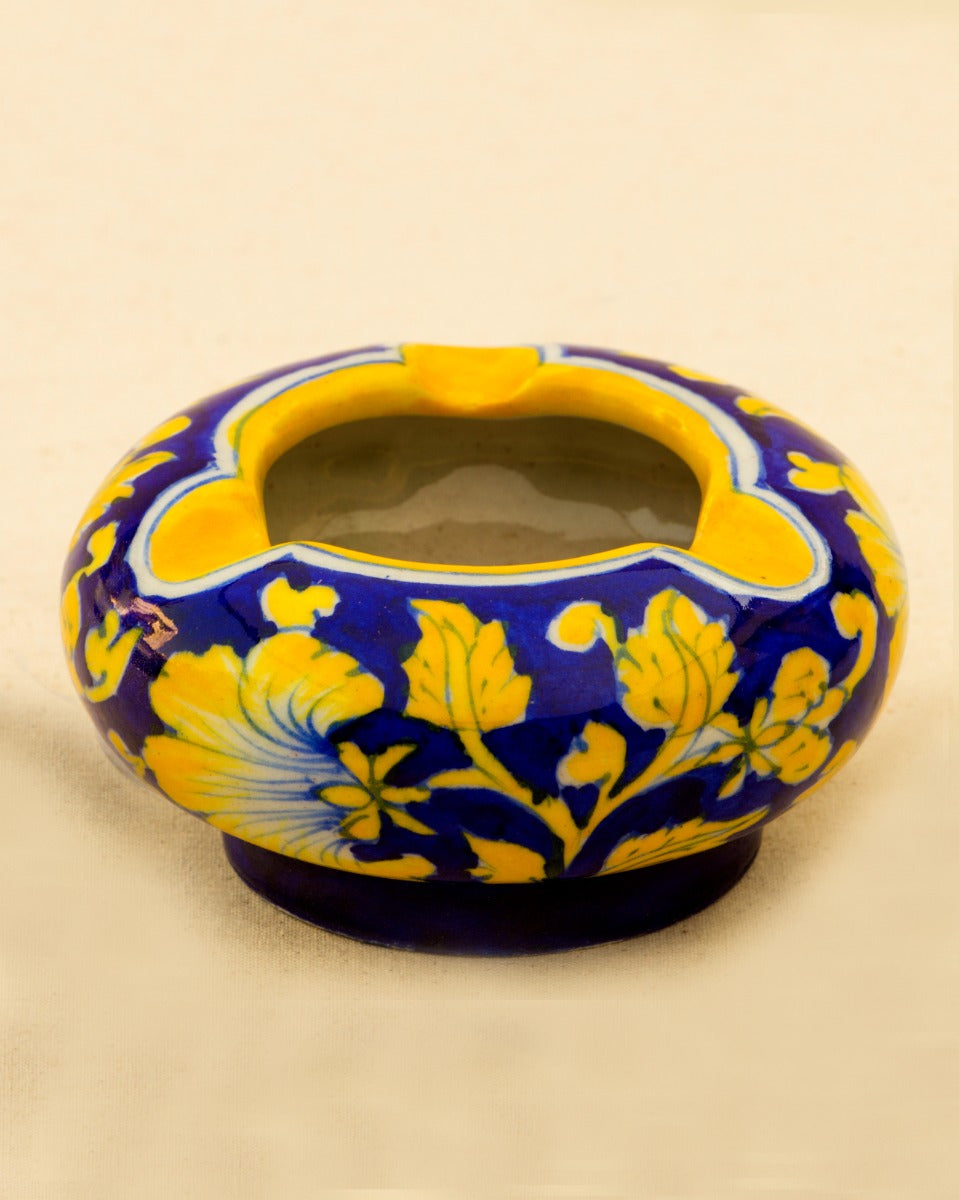 Blue Pottery Handcrafted Ash Tray (Yellow) — false