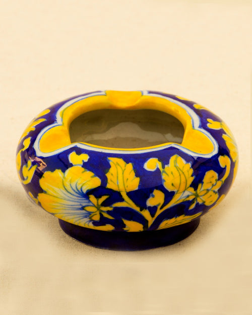 Blue Pottery Handcrafted Ash Tray (Yellow) — false