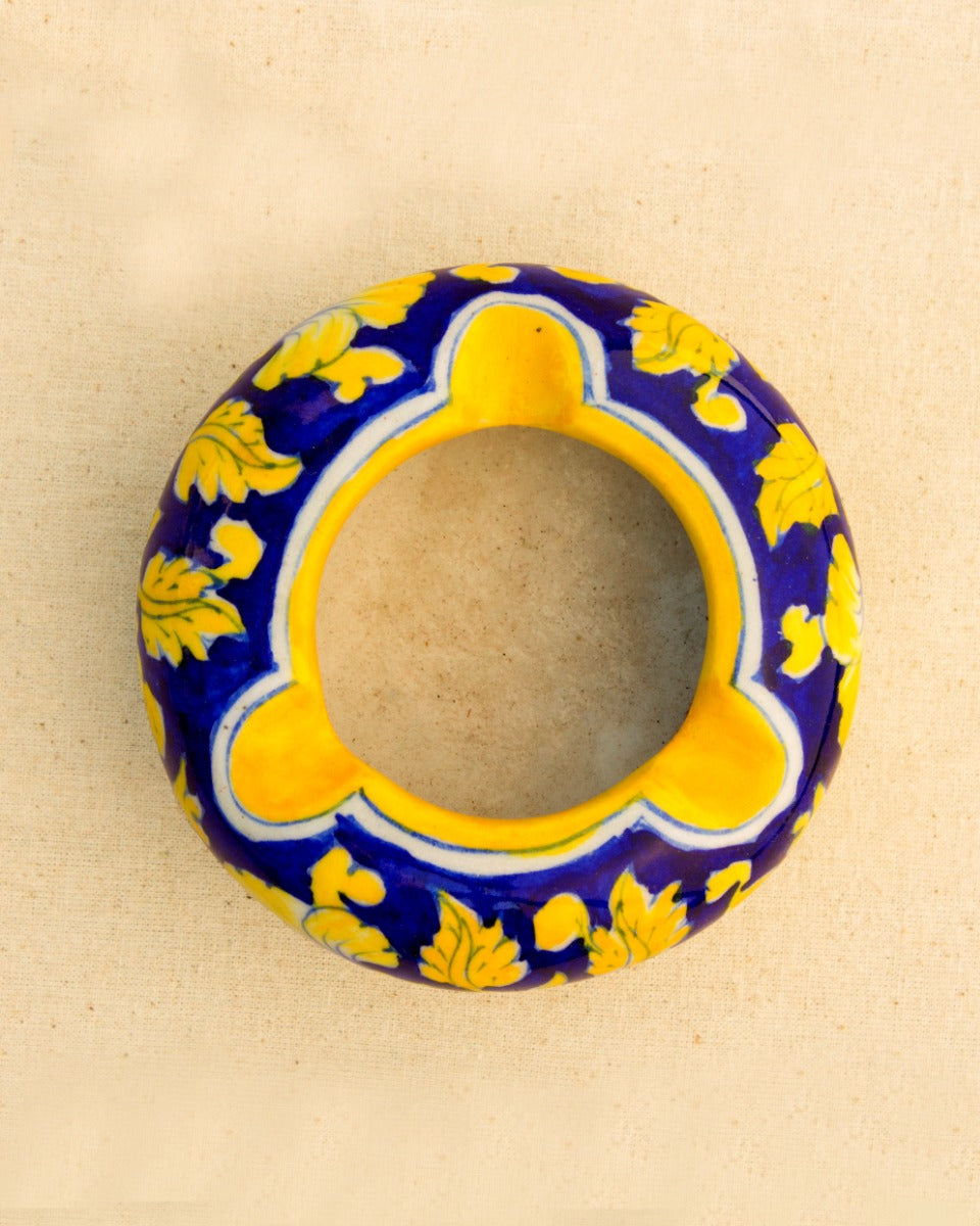 Blue Pottery Handcrafted Ash Tray (Yellow) — false