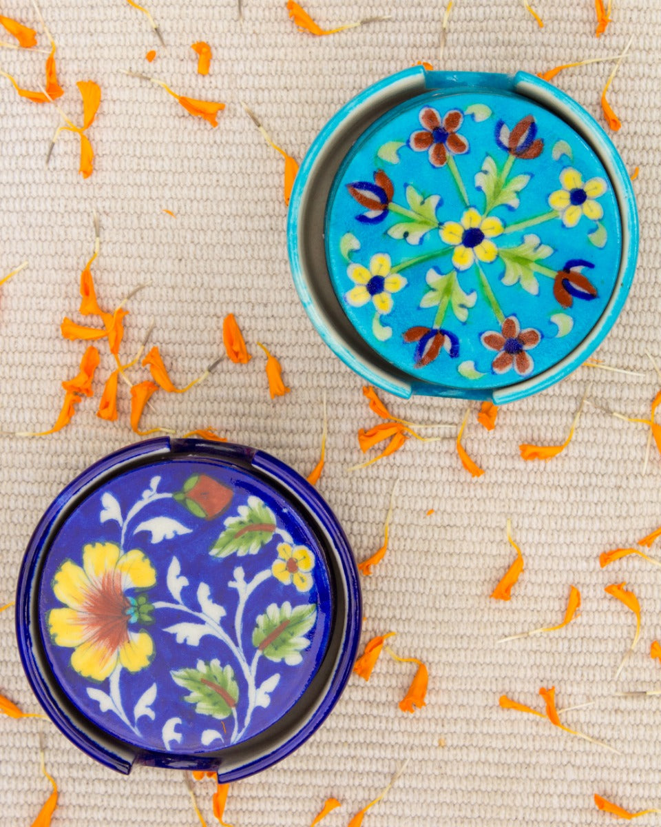 Blue Pottery Handcrafted Coasters — false