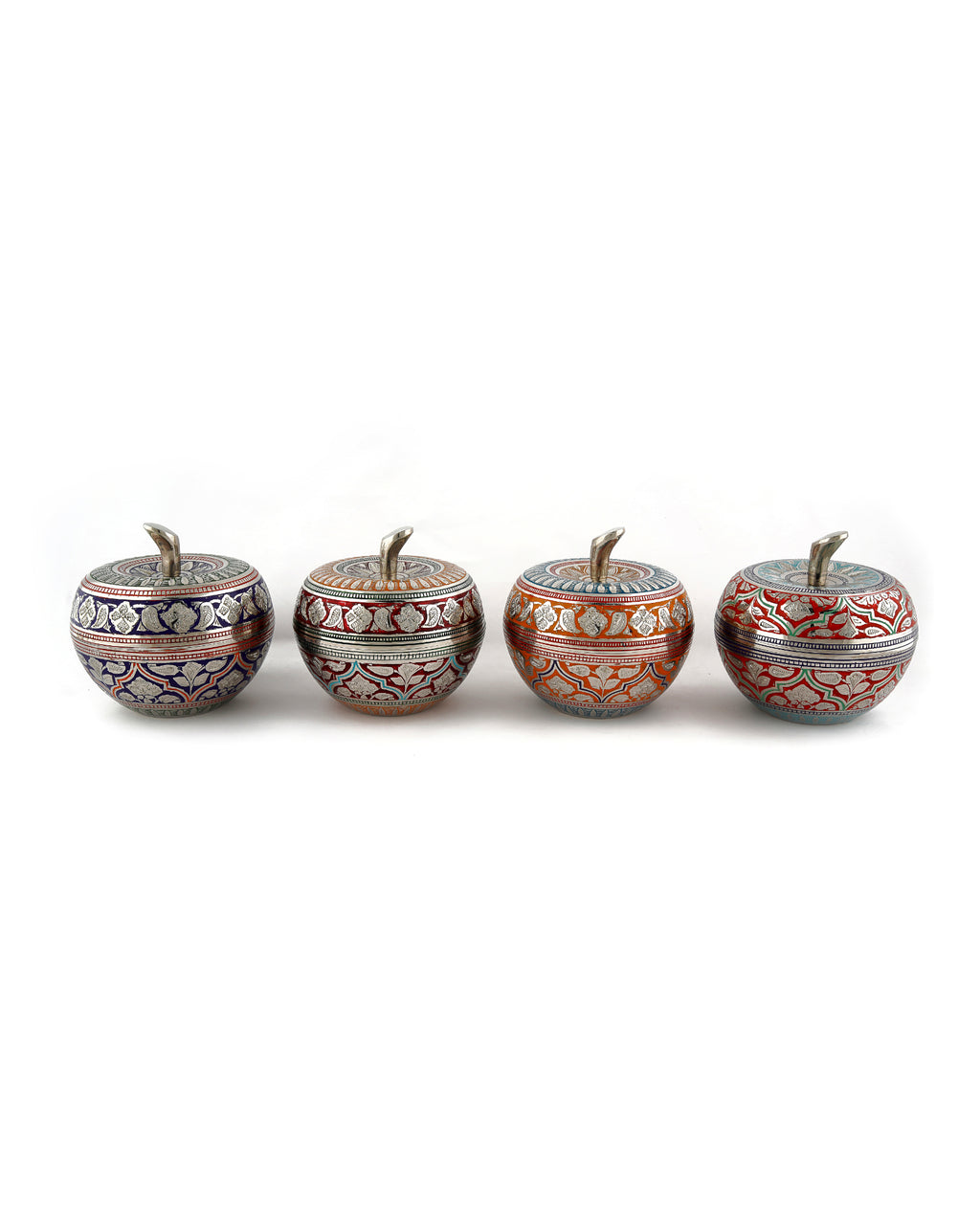 Brass Handcrafted Apple Shape Container — Red, 3 inch