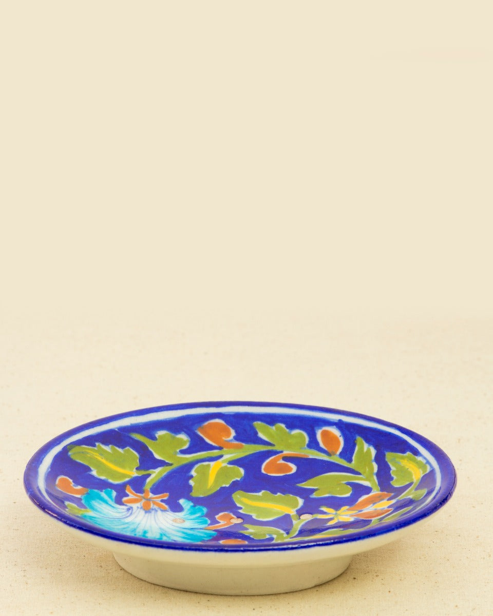 Blue Pottery Handcrafted Bathroom Accessories Set — false