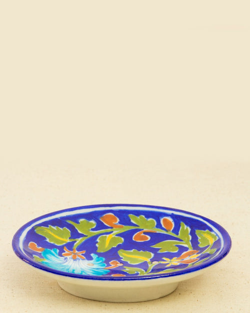 Blue Pottery Handcrafted Bathroom Accessories Set — false