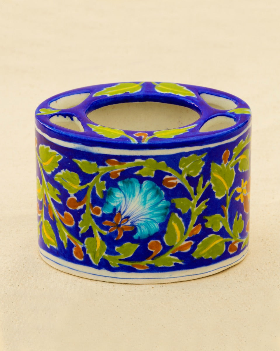 Blue Pottery Handcrafted Bathroom Accessories Set — false