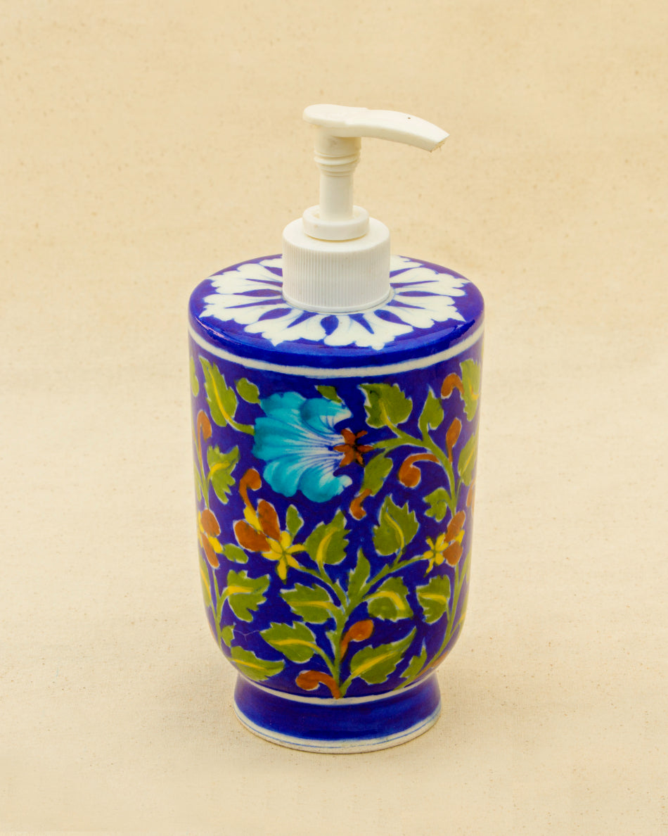 Blue Pottery Handcrafted Bathroom Accessories Set — false