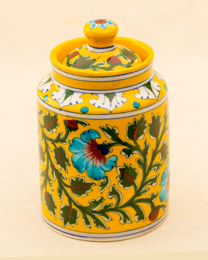 Blue Pottery Handcrafted Utility Jar- Yellow — false