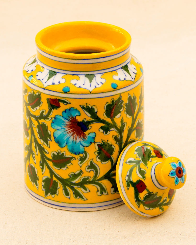 Blue Pottery Handcrafted Utility Jar- Yellow — false