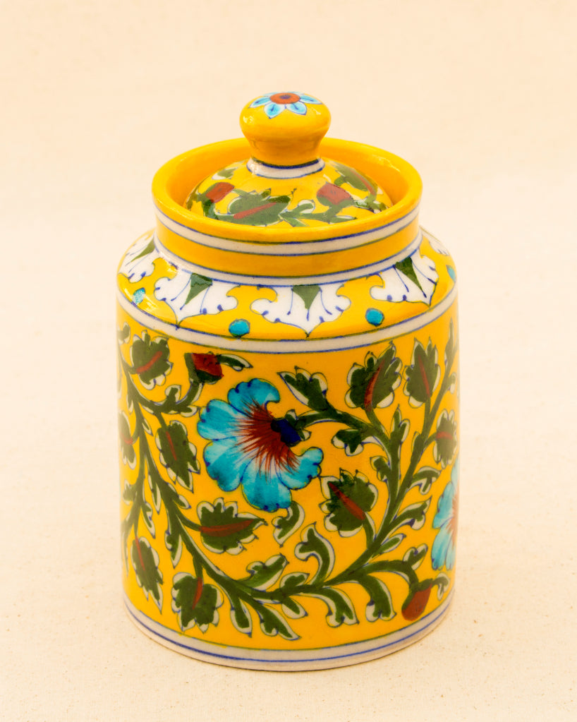 Blue Pottery Handcrafted Utility Jar- Yellow — false