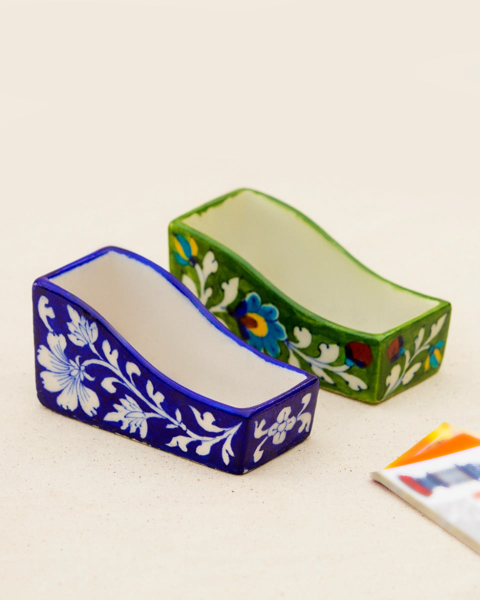 Blue Pottery Handcrafted Card Holder — false