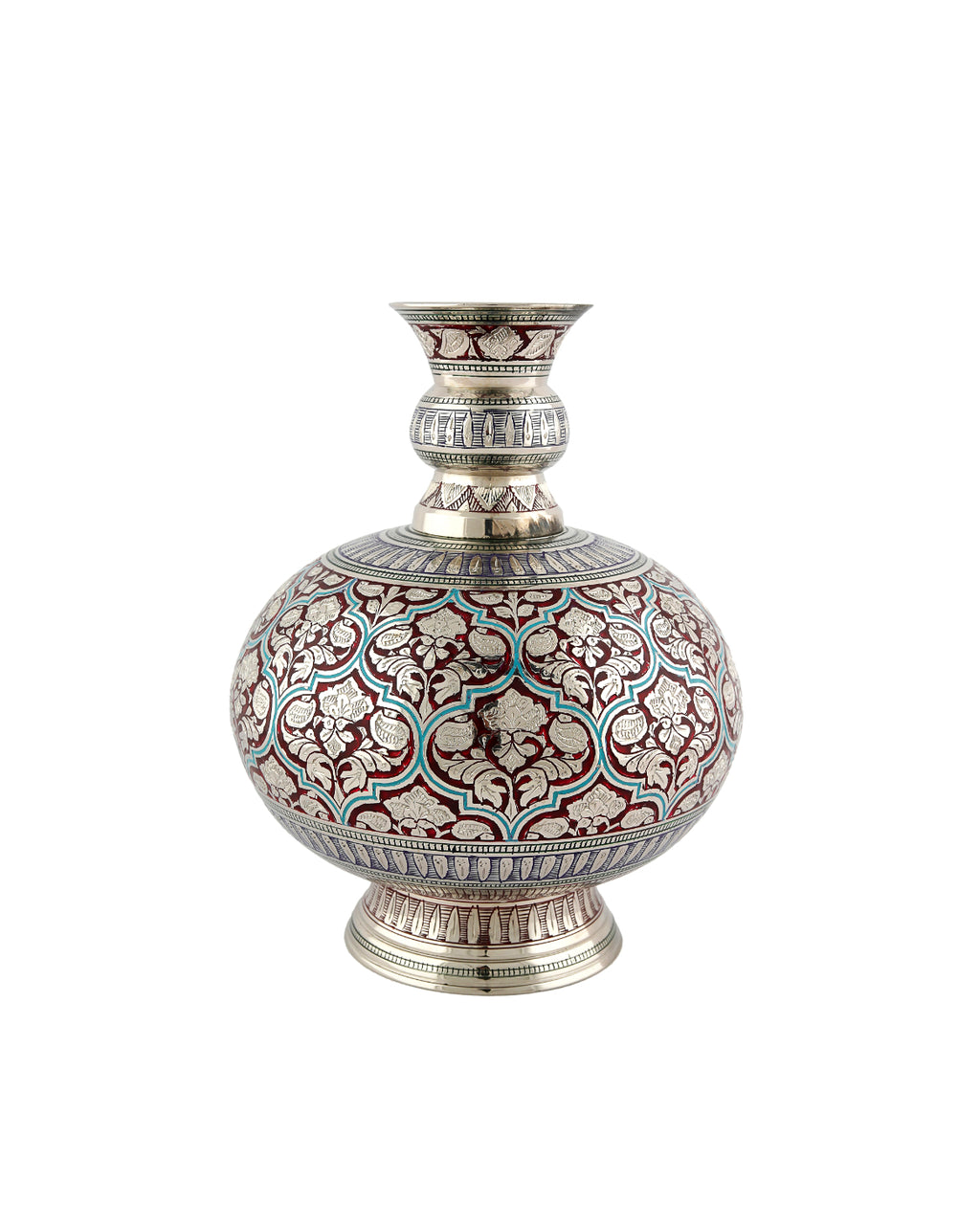 Brass Handcrafted Surai Round — Blue, 6 inch