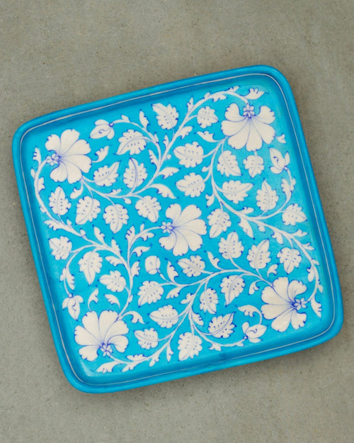 Blue Pottery Floral Design Tray — false