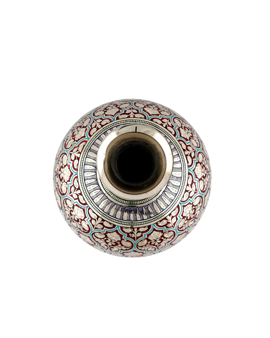 Brass Handcrafted Surai Round — Blue, 8 inch