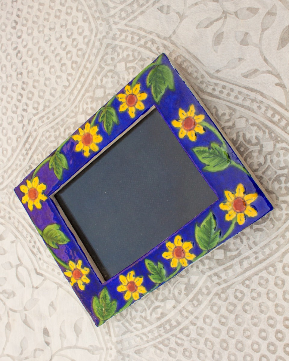 Blue Pottery Handcrafted Photo Frame - Blue — false