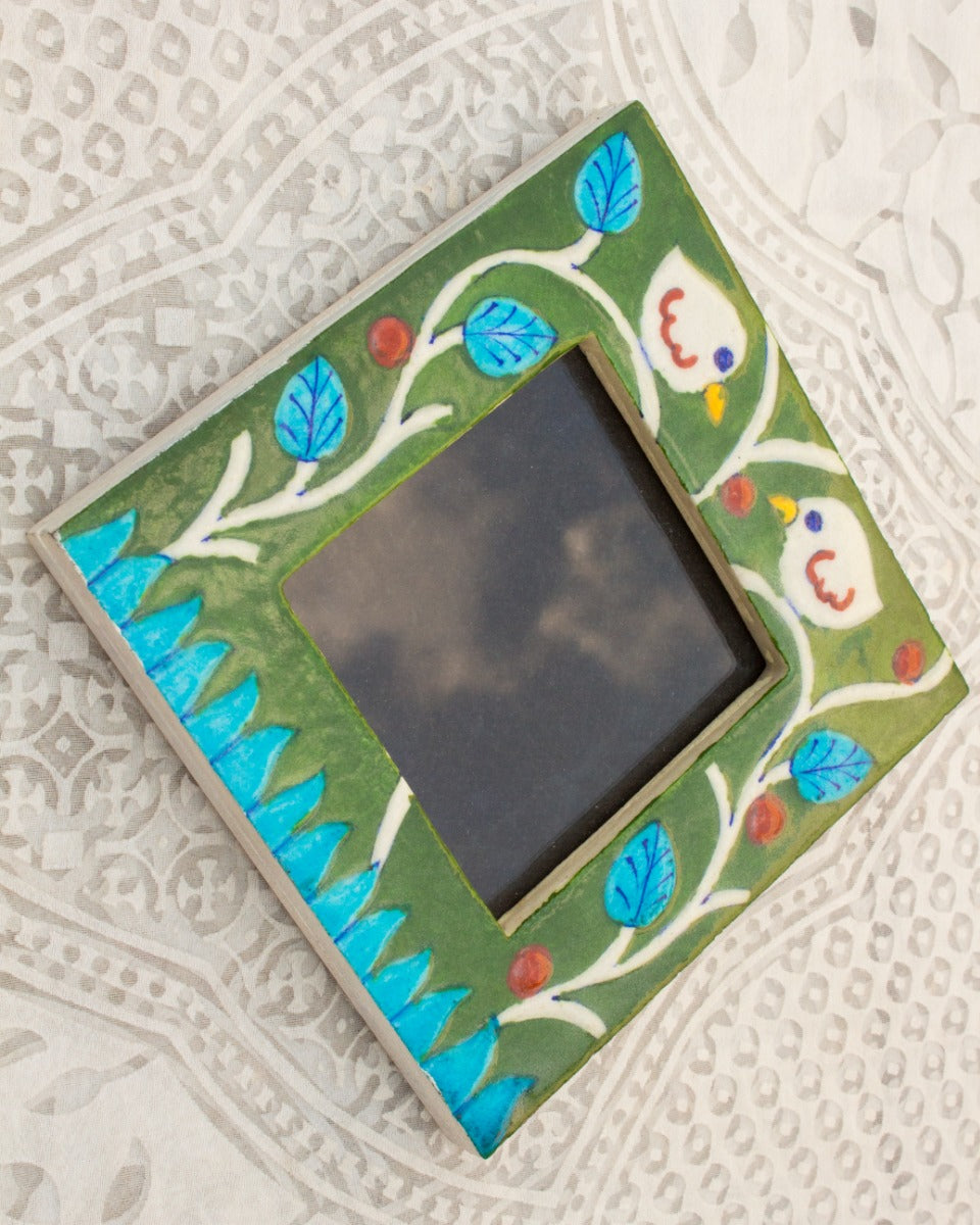Blue Pottery Handcrafted Photo Frame - Green — false