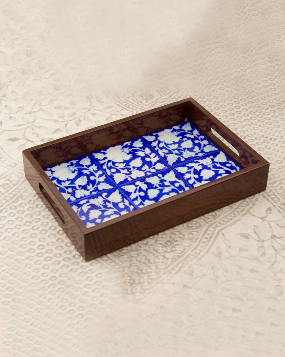 Blue Pottery Handcrafted Tray - Blue — false