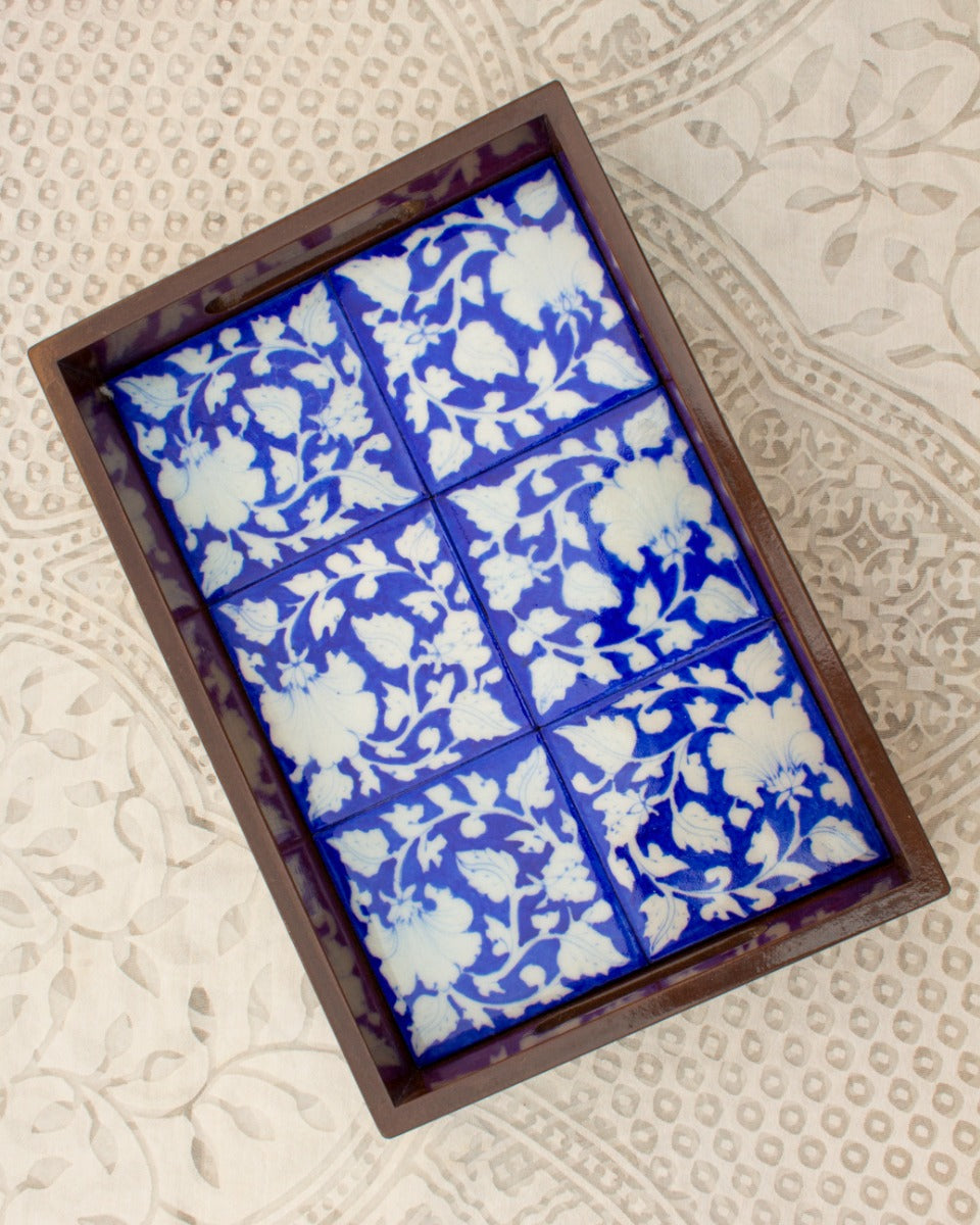 Blue Pottery Handcrafted Tray - Blue — false