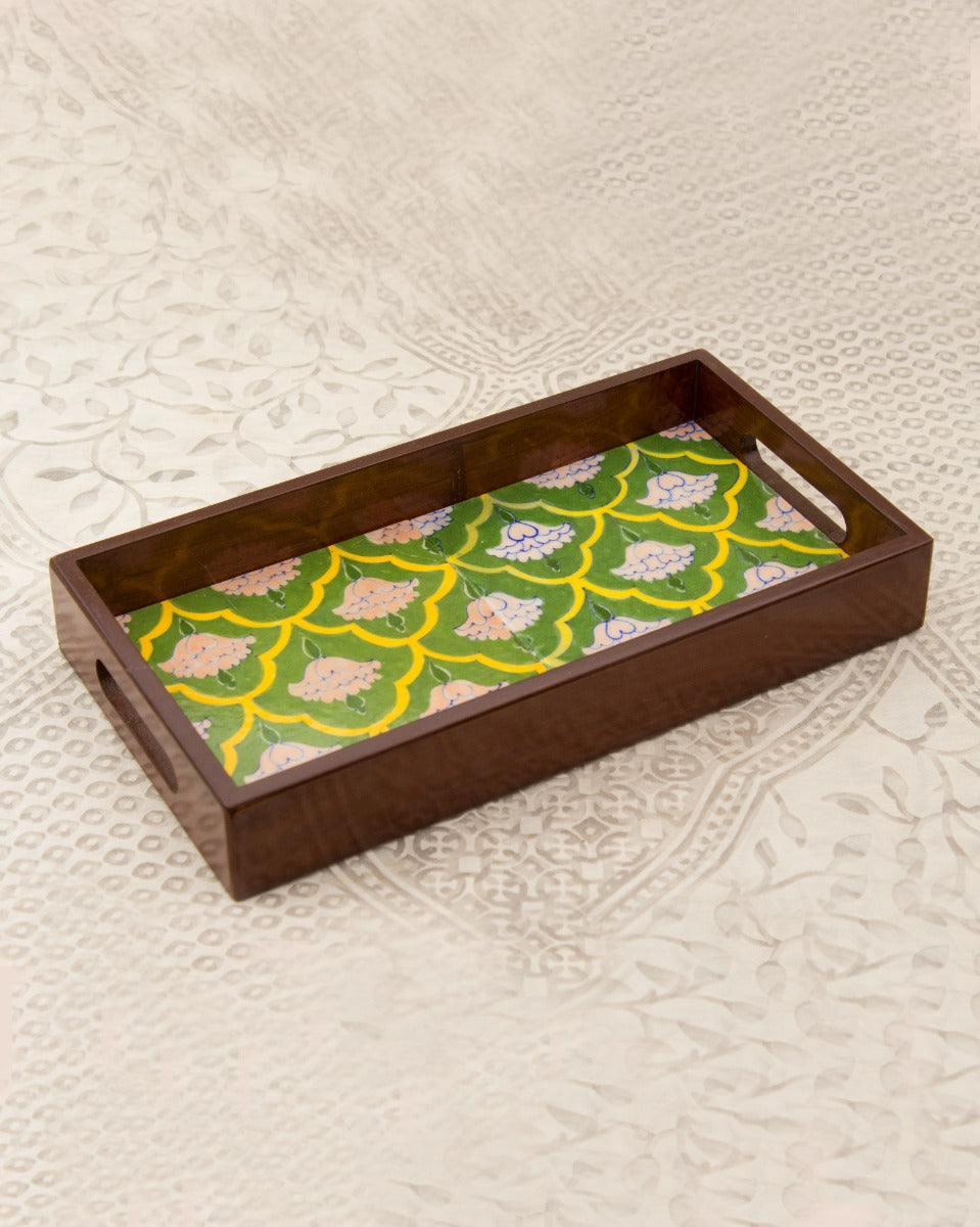 Blue Pottery Handcrafted Tray- Green — false