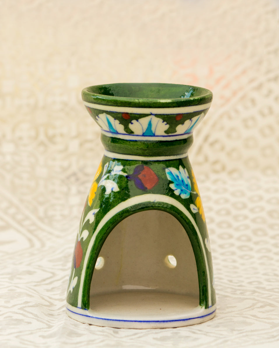 Blue Pottery- Handcrafted Aroma Candle Stand(Green) — false