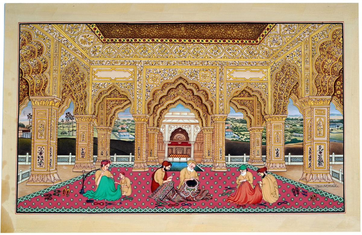 Miniature Painting of Men Working (unframed) — false